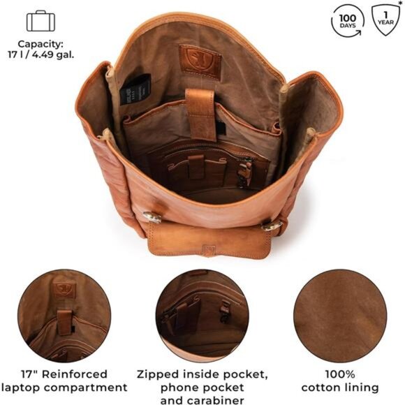 Vintage Genuine Leather Backpack Leeds, Travel Backpack, Laptop Backpack - Picture 4 of 7